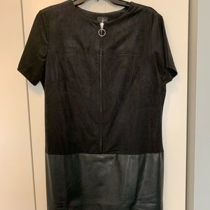 Faux suede and faux leather mini dress